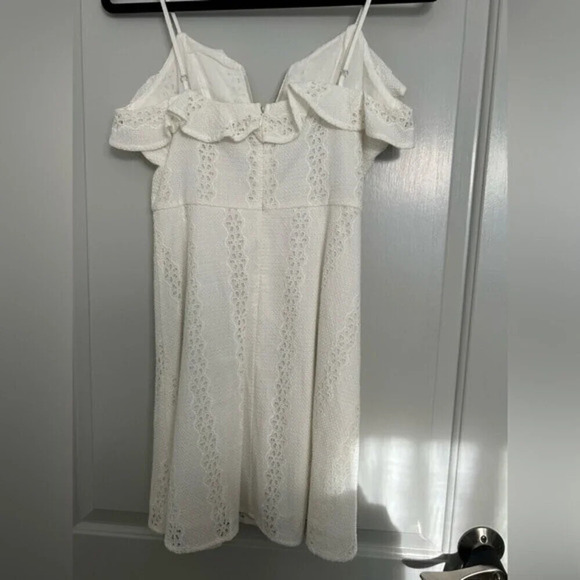 Eyelet Boho Adjustable White Lace Romantic Mini Sundress Coastal Cowgirl Size S - Picture 13 of 14